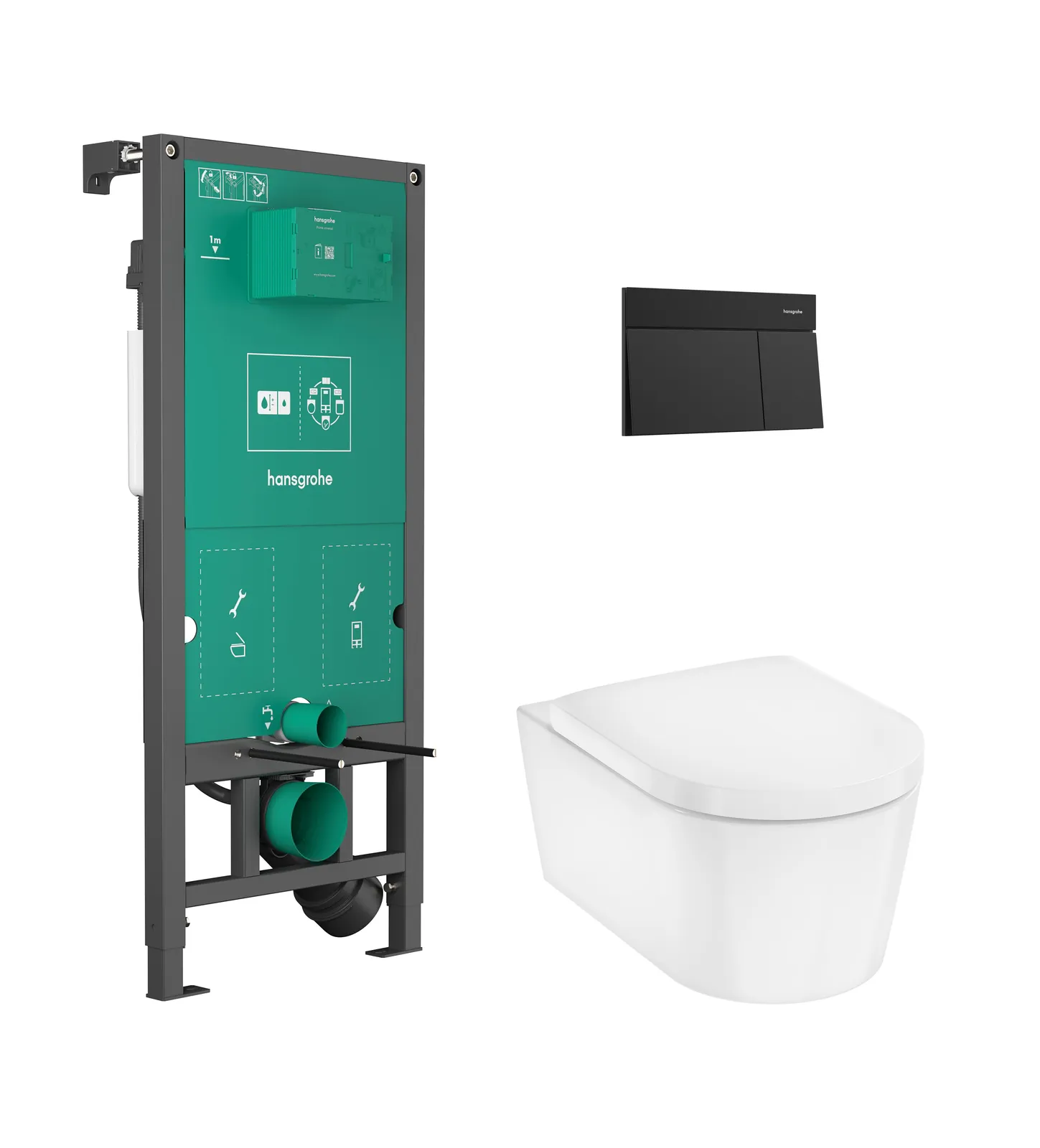 EluPura S Комплект унитаза с инсталляцией iFrame universal и iFrame элементом E клавишей смыва