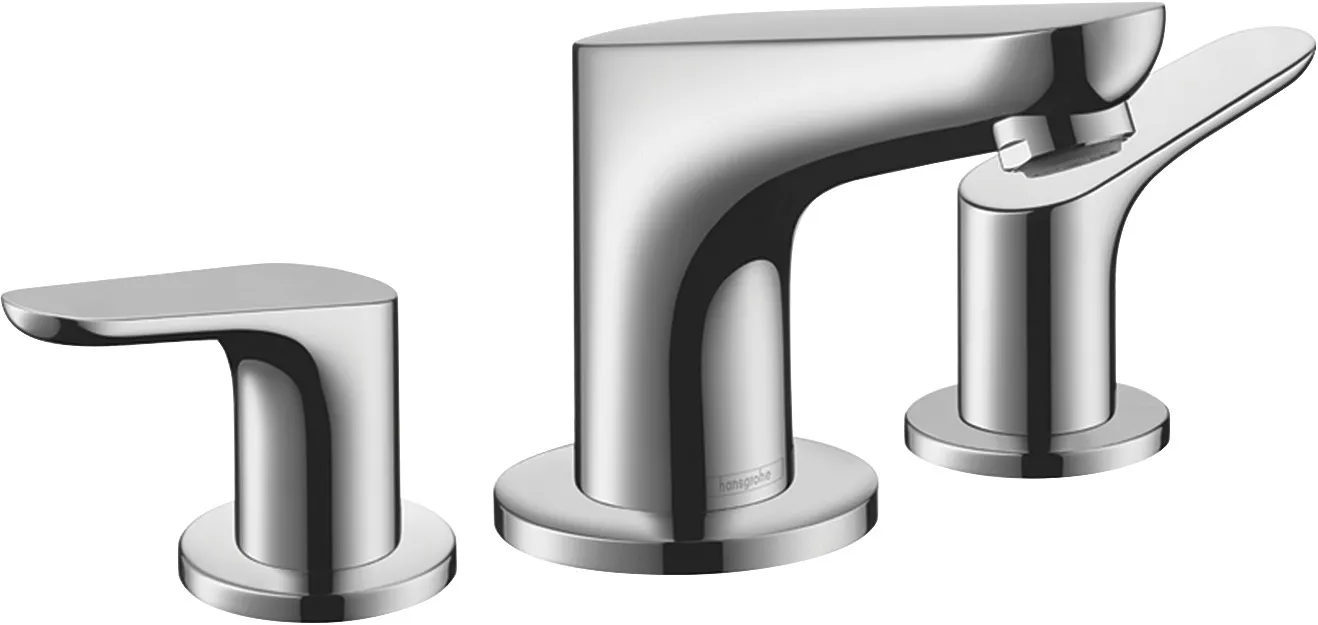 Focus 3 teshikli lavabo aralashtirgichi 100, pop-up drenaj klapani bilan