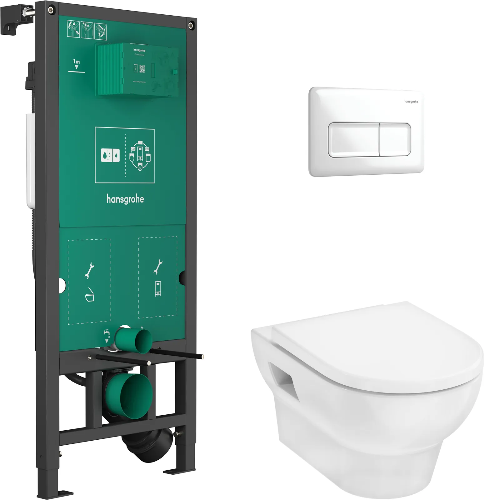 GladeLake S WC set with installation frame iFrame universal and iFrame Original Q flush plate
