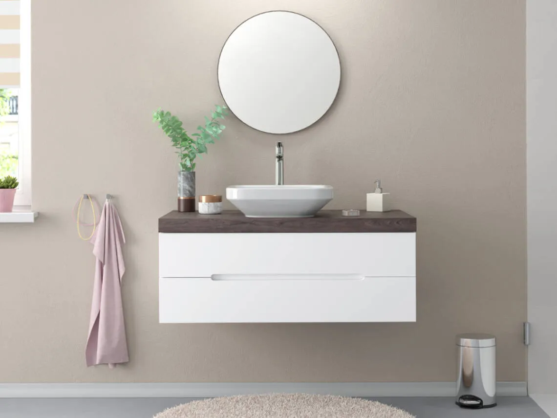Logis Bir dastali lavabo aralashtirgichi 100, push-open drenaj klapani bilan