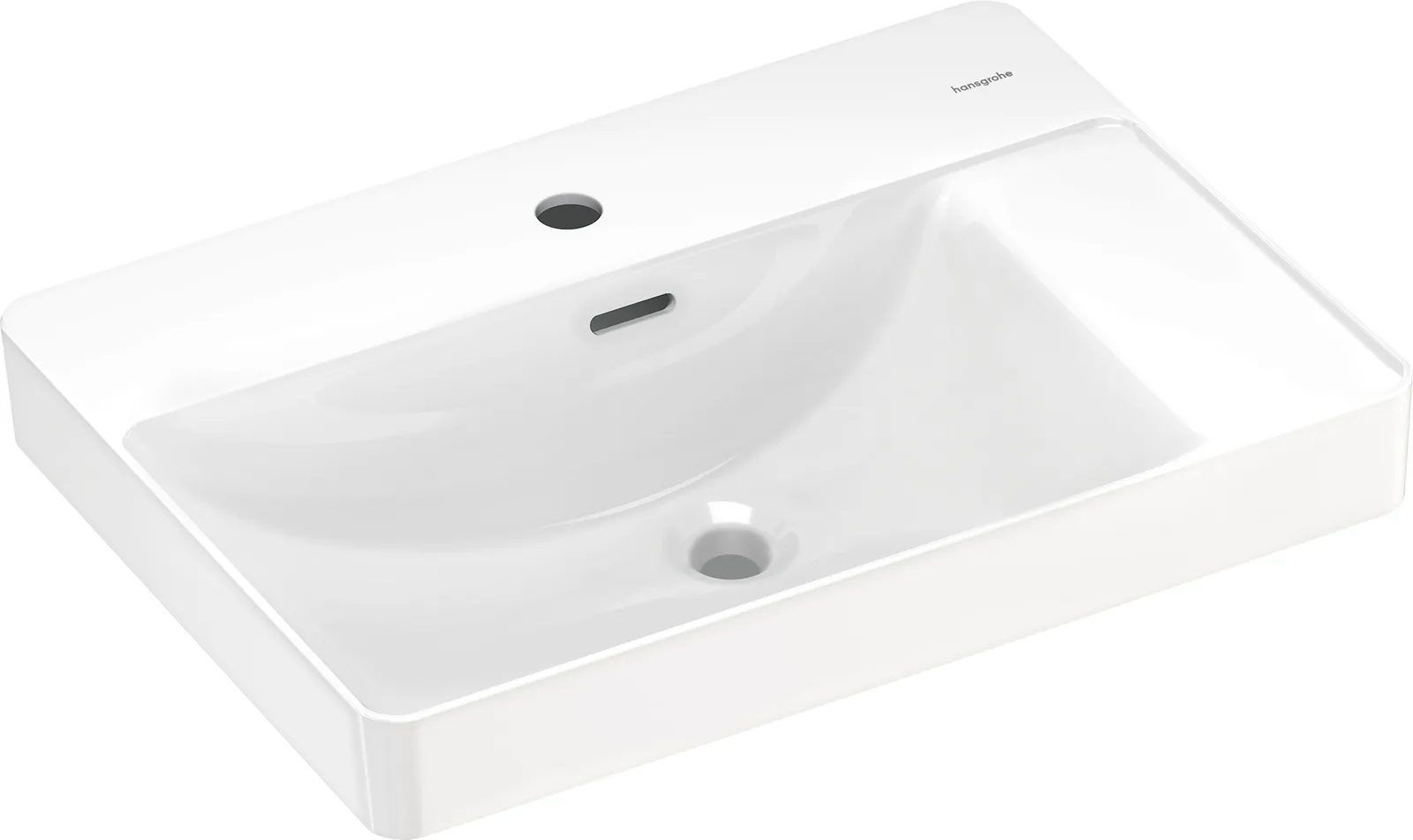 MellowTide Q Kosa lavabo 600/440, joʻmrak teshigi va tokcha bilan