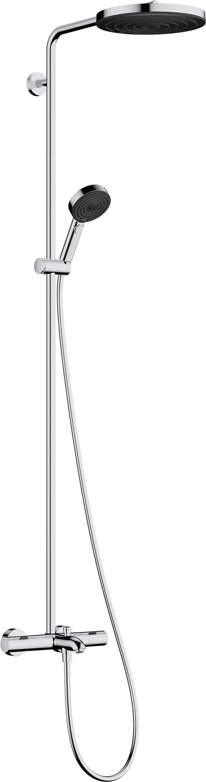 Pulsify S Puro Showerpipe dush ustuni 260 1jet EcoSmart, vanna termostati Ecostat Fine va qoʻl dushi 3jet bilan