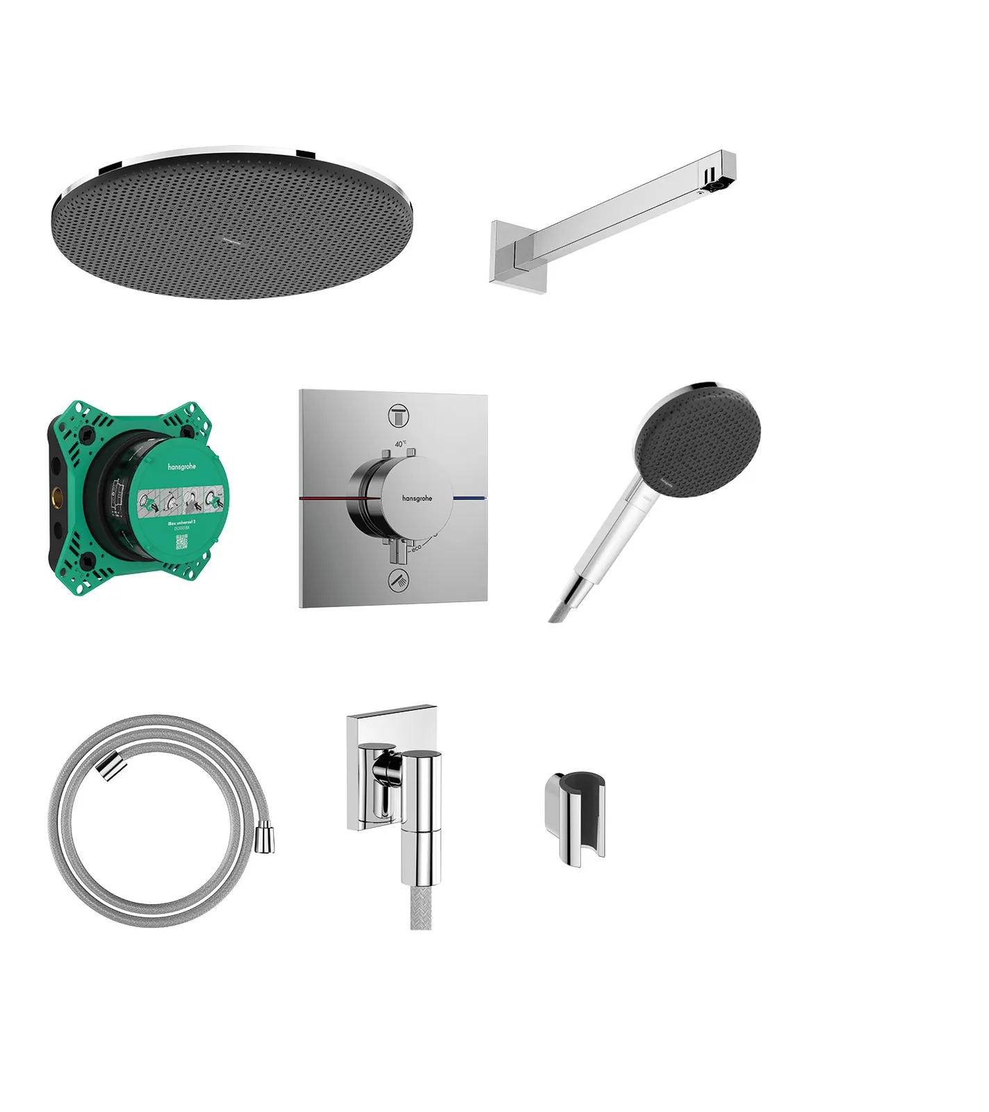 Raindance Alive S Дизайнерский душевой гарнитур 300 1jet с ShowerSelect Comfort E и скрытой частью (базовым набором) iBox universal 2