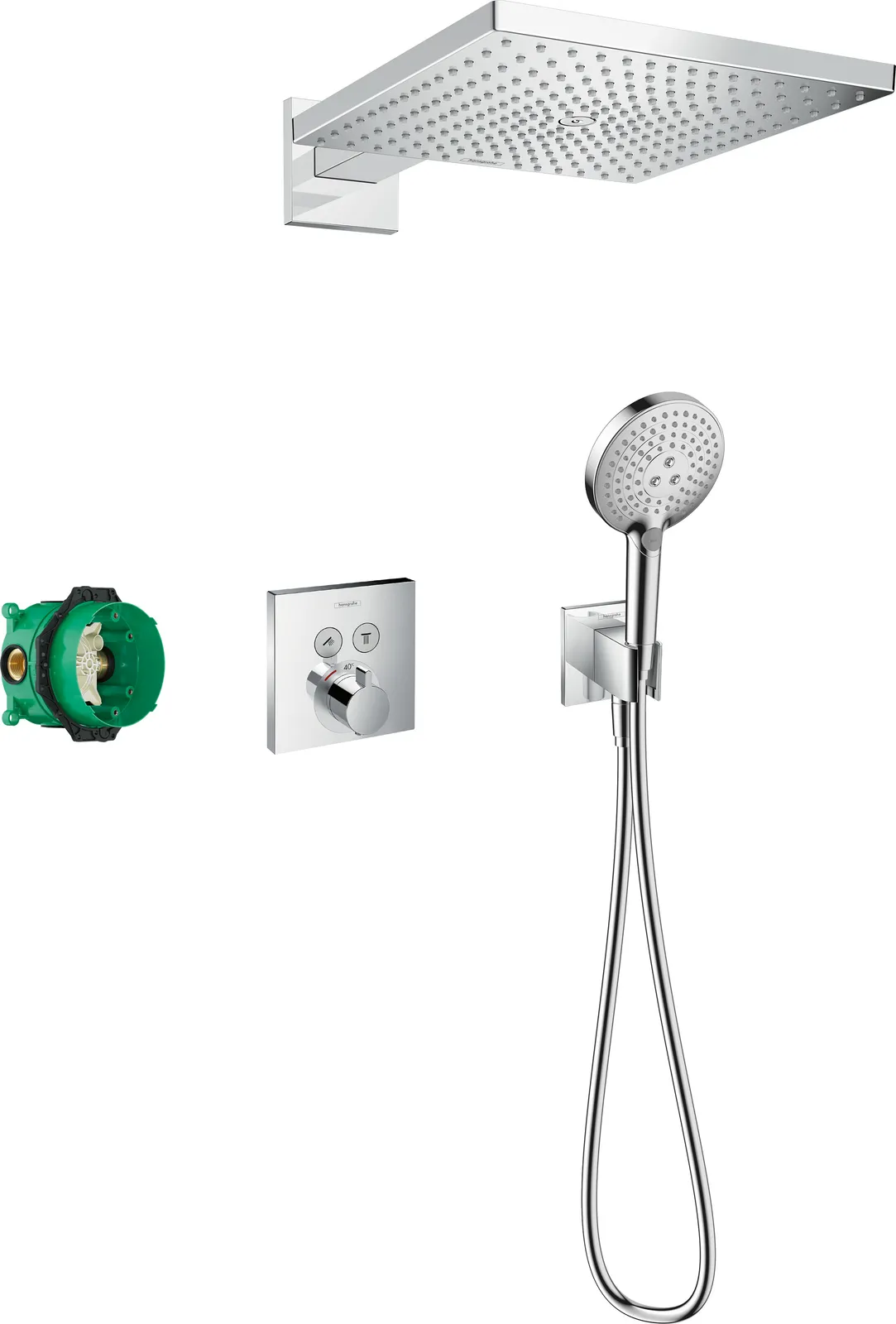 Raindance E Shower system 300 1jet with thermostat ShowerSelect square and concealed part (basic set)