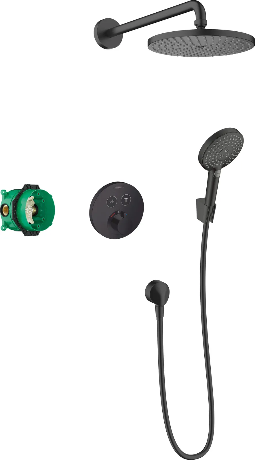 Raindance S Shower system 240 1 spray mode PowderRain with thermostat ShowerSelect S and concealed part (basic set)