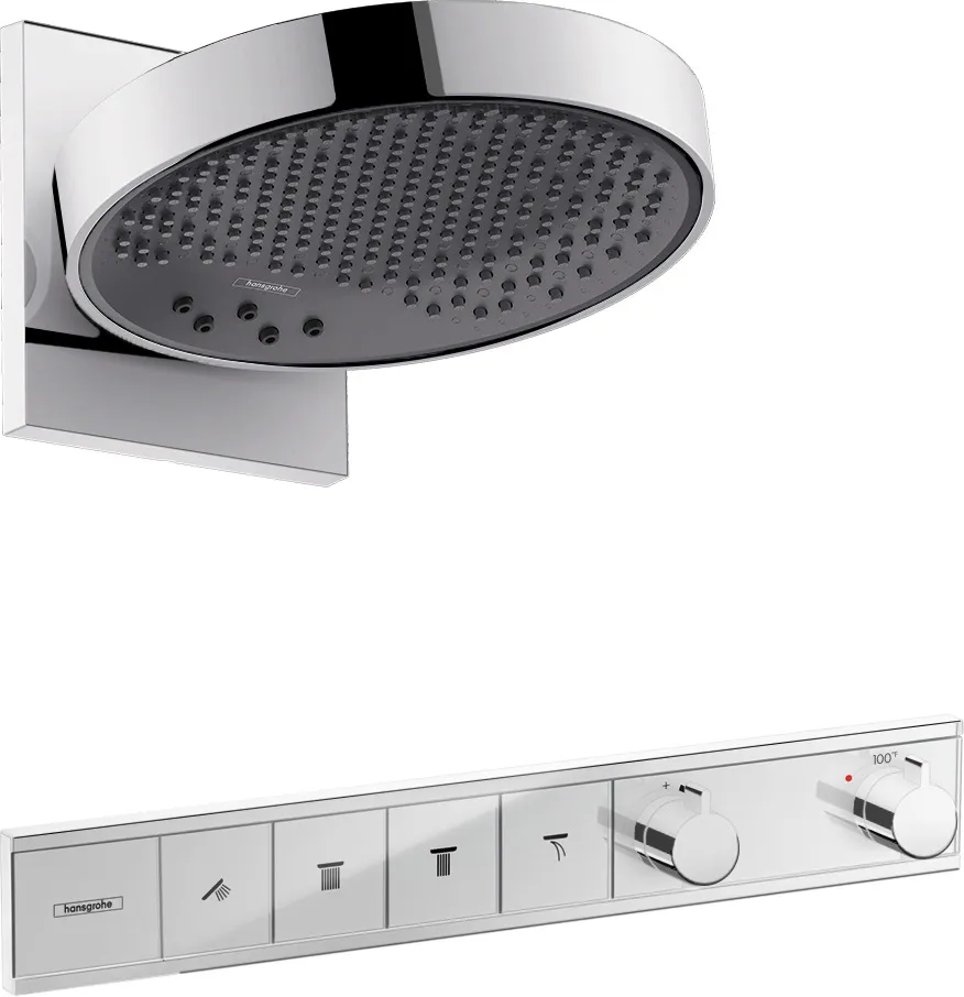 Rainfinity Overhead shower 250 3jet 2.5 GPM with wall connector and thermostat RainSelect set