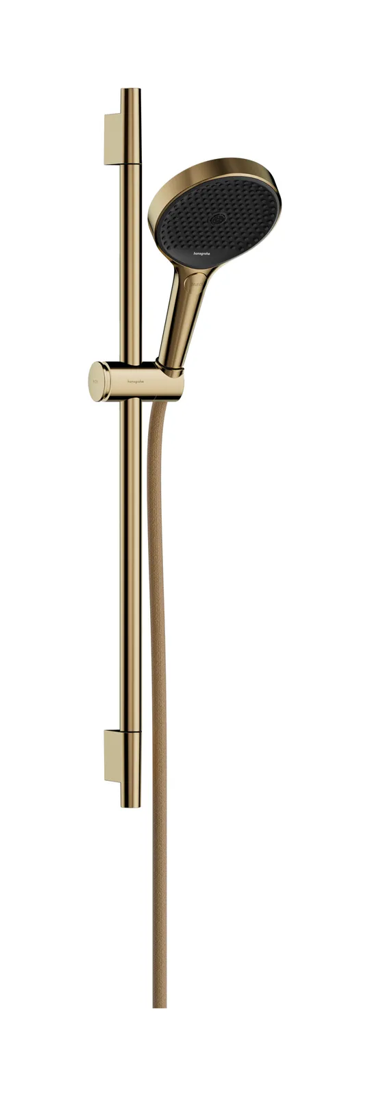 Rainfinity Shower set 130 3jet with shower rail S Puro 65 cm, slider with button and textile shower hose Designflex 160 cm