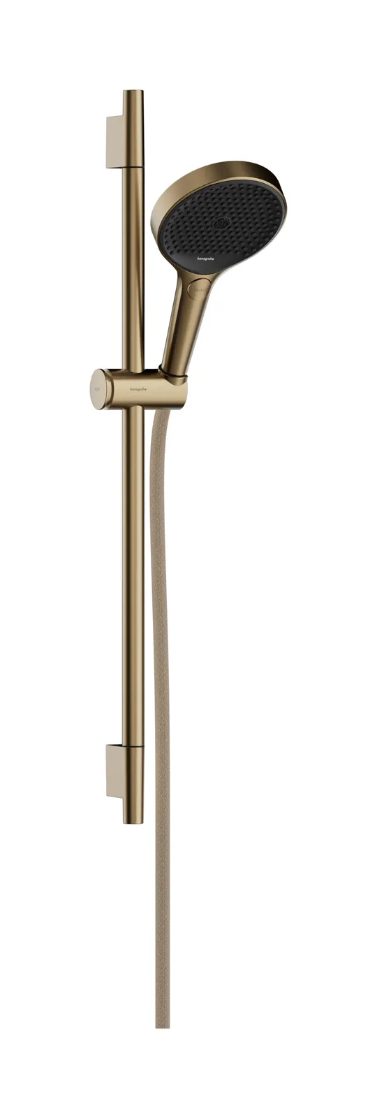 Rainfinity Shower set 130 3jet with shower rail S Puro 65 cm, slider with button and textile shower hose Designflex 160 cm