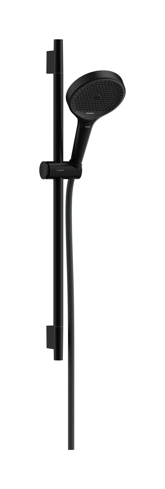 Rainfinity Shower set 130 3jet with shower rail S Puro 65 cm, slider with button and textile shower hose Designflex 160 cm