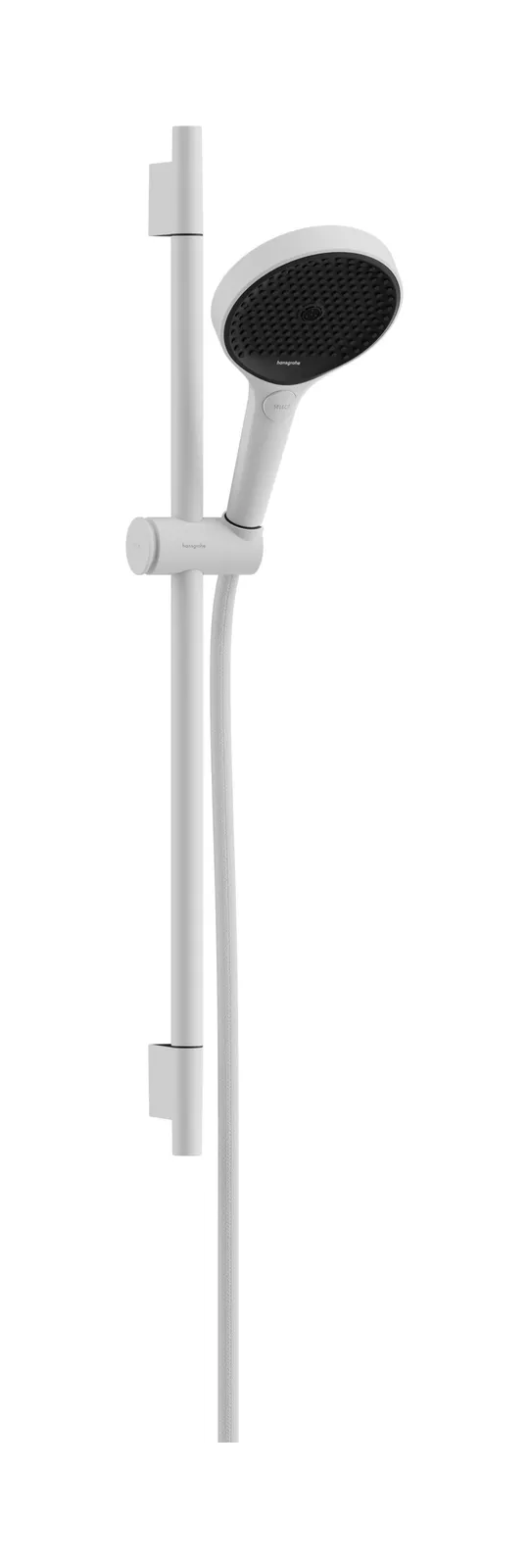 Rainfinity Shower set 130 3jet with shower rail S Puro 65 cm, slider with button and textile shower hose Designflex 160 cm