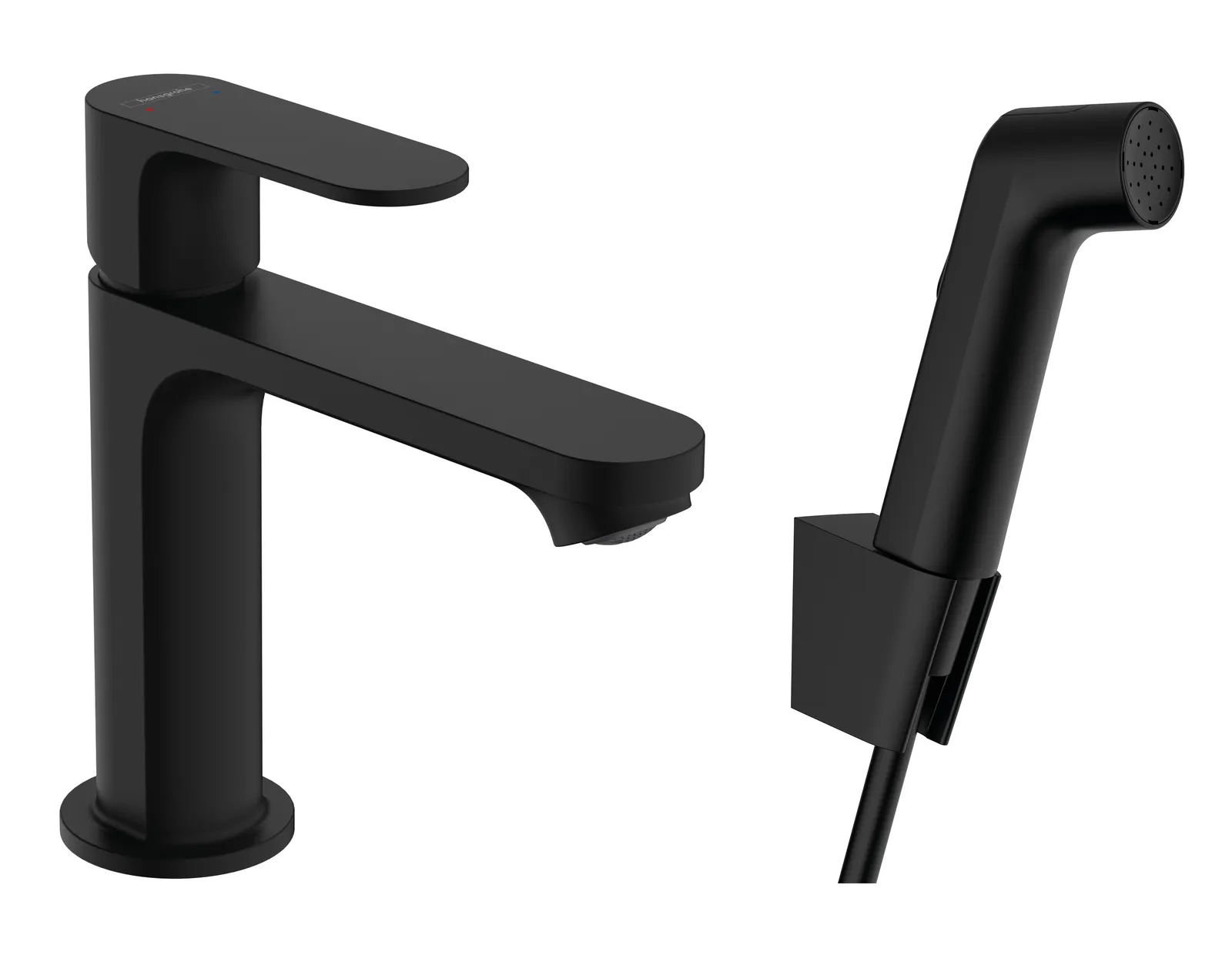 Rebris S Single-lever basin mixer 110 with hygiene shower and shower hose 160 cm without waste
