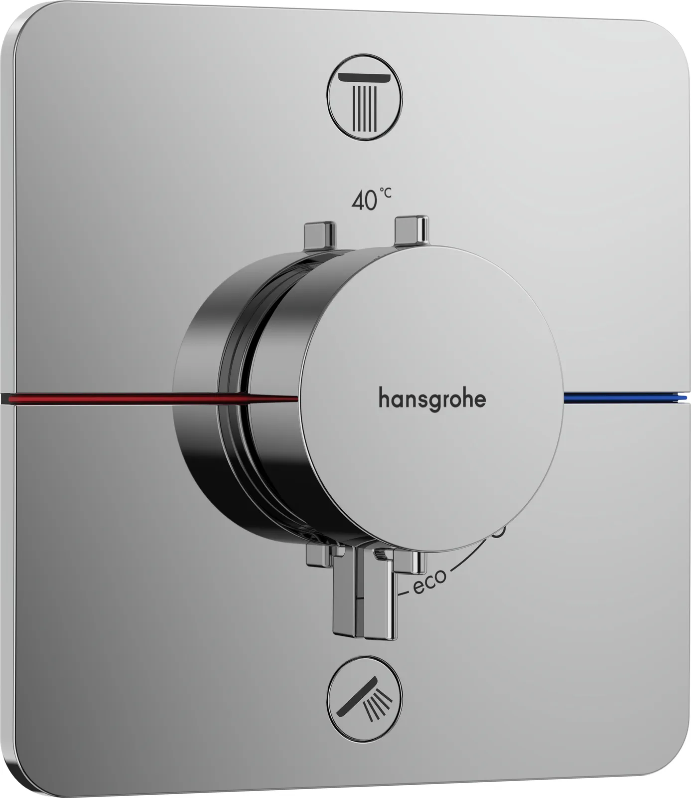 ShowerSelect Comfort Q Termostat, yashirin montaj uchun, 2 funksiyalar uchun, EN 1717 boʻyicha oʻrnatilgan xavfsizlik kombinatsiyasi bilan