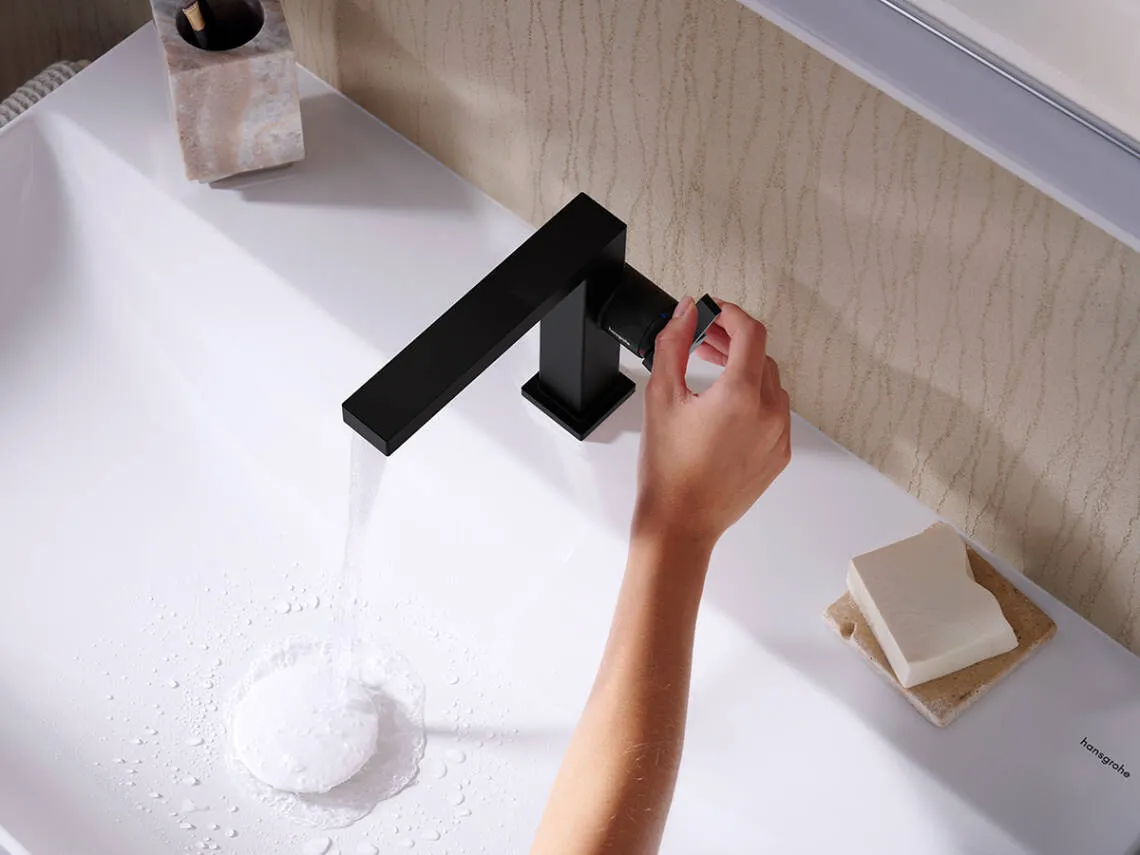 Tecturis E Bir dastali lavabo aralashtirgichi 110, gigiyenik dush va dush shlangi 160 sm bilan