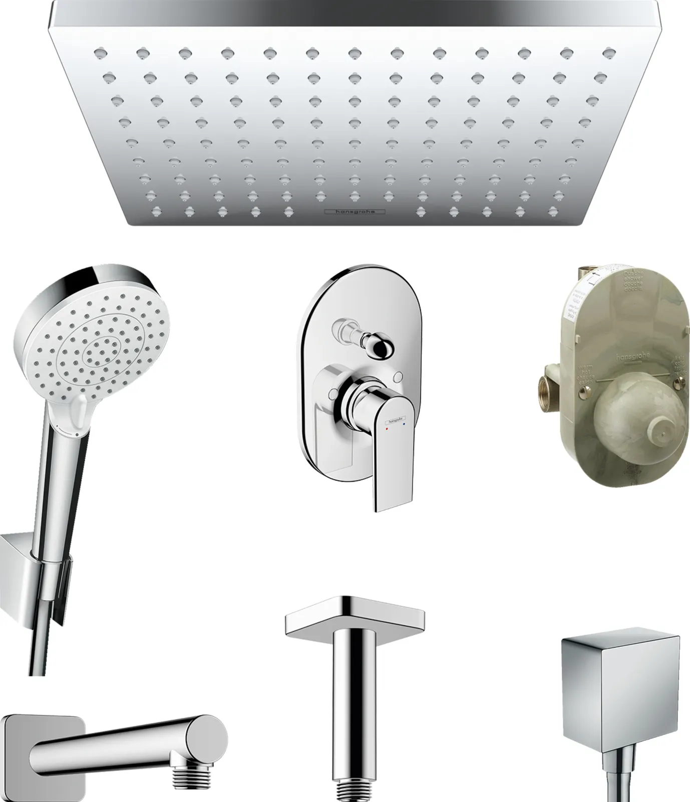 Vernis Shape Set 230 1jet EcoSmart with single lever bath mixer and shower set with ES holder