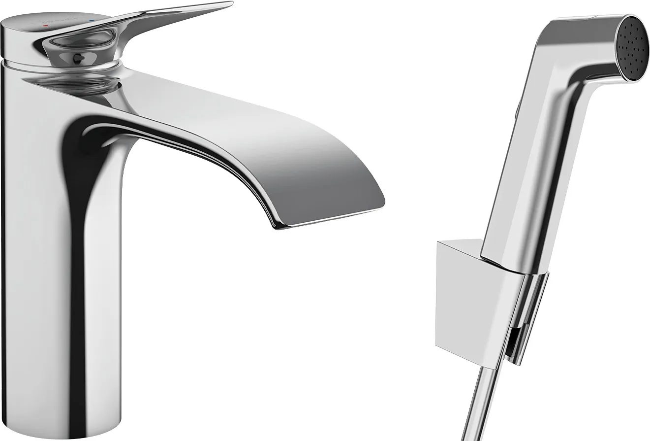 Vivenis Single lever basin mixer with hygiene shower and shower hose 160 cm