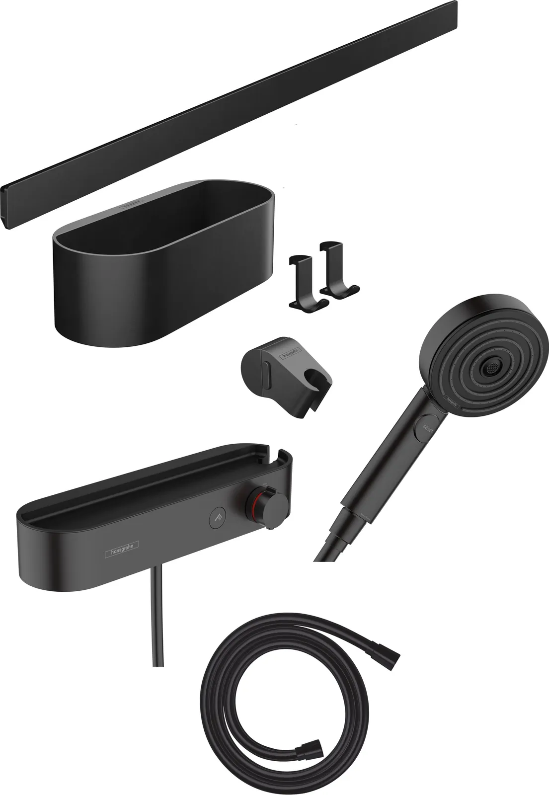 WallStoris Set hand shower 105 3jet Activation EcoSmart, thermostat, wall bar 70 cm and storage set
