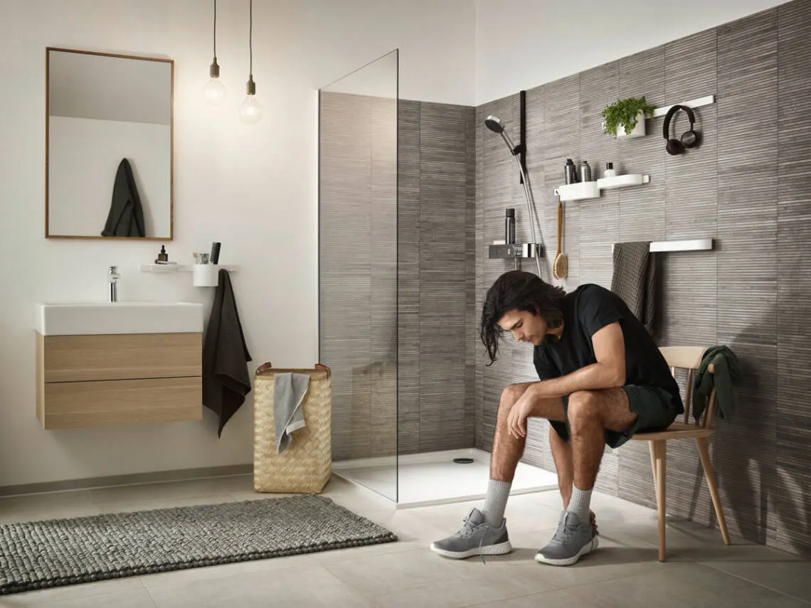 WallStoris Toʻplam qoʻl dushi 105 3jet Activation EcoSmart, devor shtangasi 70 sm va saqlash toʻplami