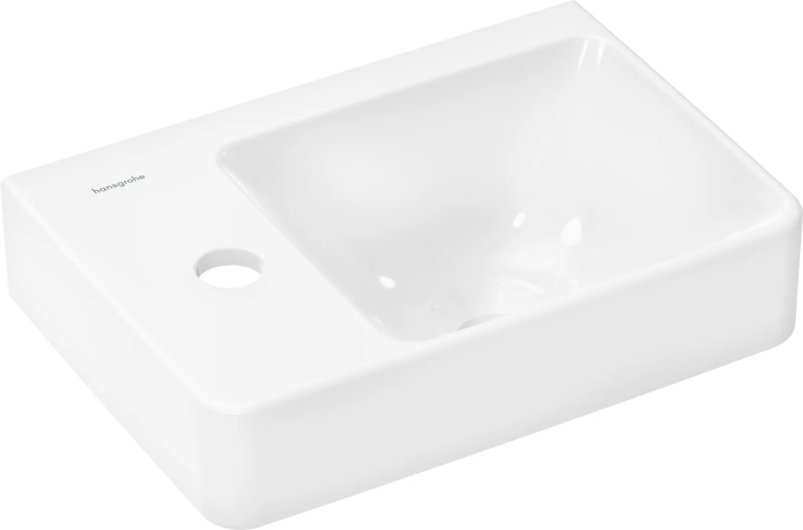 Xelu Q Hand basin with shelf on the left 360/250 with tap hole without overflow
