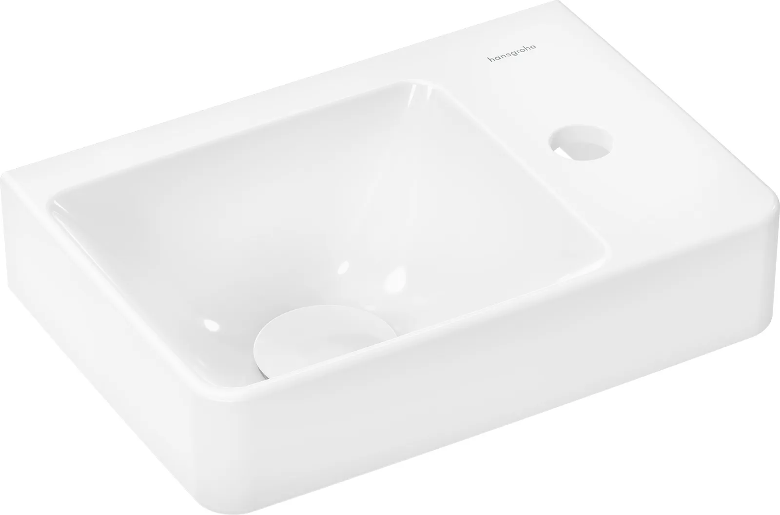 Xelu Q Qoʻl yuvish lavabosi, oʻng tokcha 360/250 bilan, joʻmrak teshigi bilan, toshish teshigisiz, SmartClean