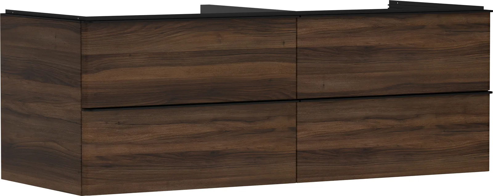 Xelu Q Vanity unit dark walnut 1360/550 with 4 drawers for console countertop