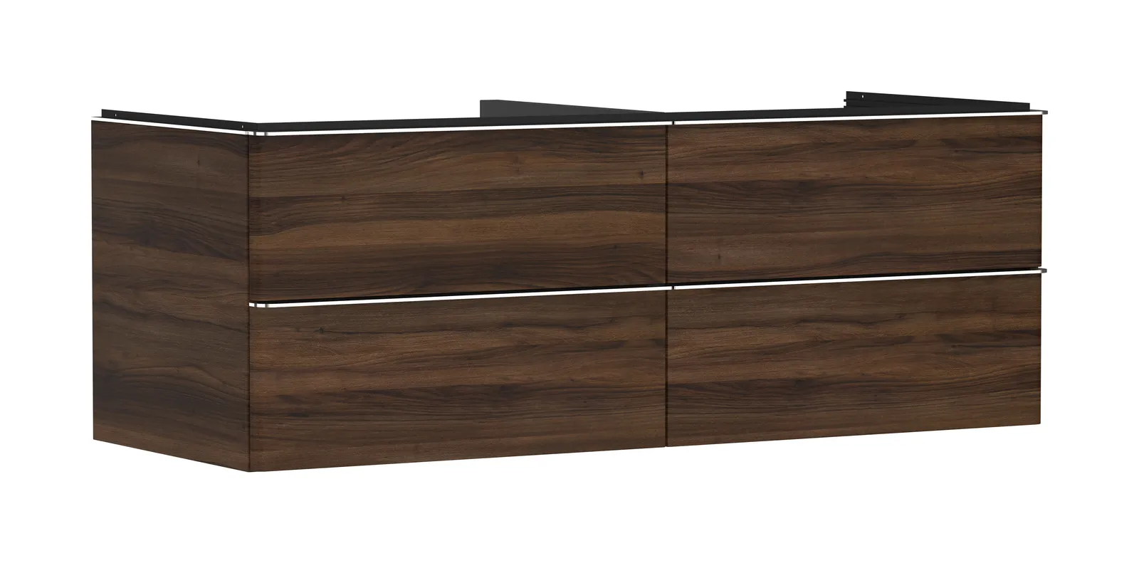 Xelu Q Vanity unit dark walnut 1360/550 with 4 drawers for console countertop