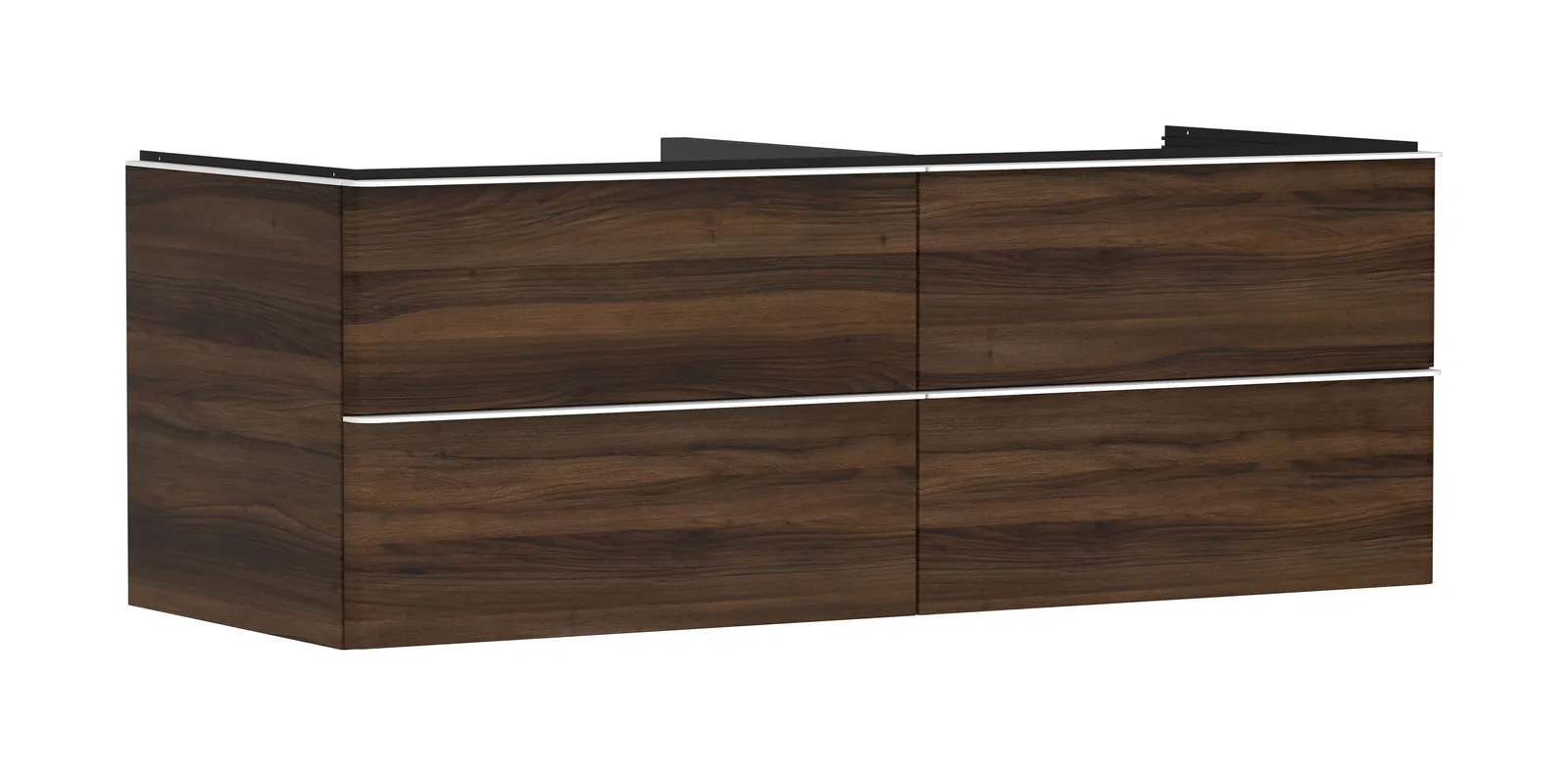 Xelu Q Vanity unit dark walnut 1360/550 with 4 drawers for console countertop