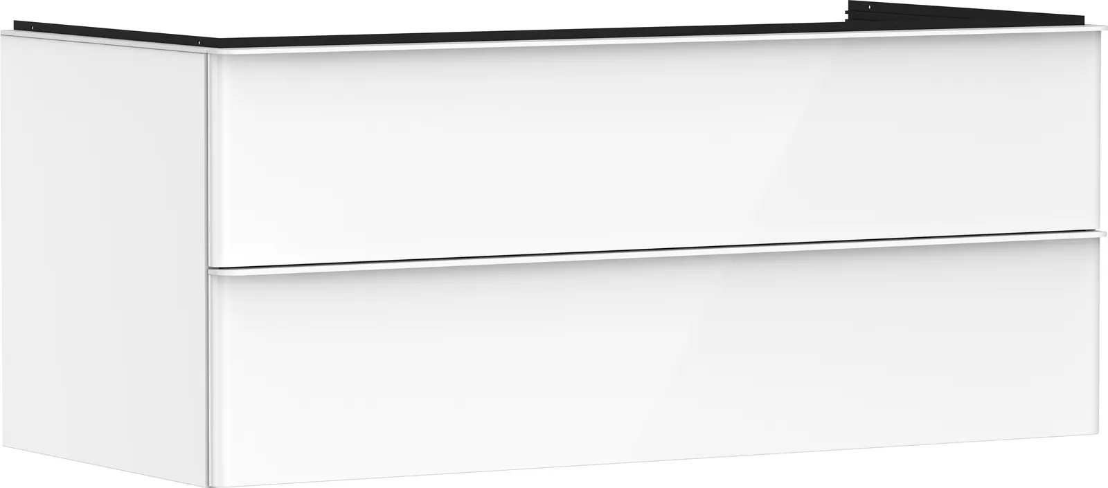 Xelu Q Vanity unit gloss white 1180/550 with 2 drawers for console countertop with central cut-out