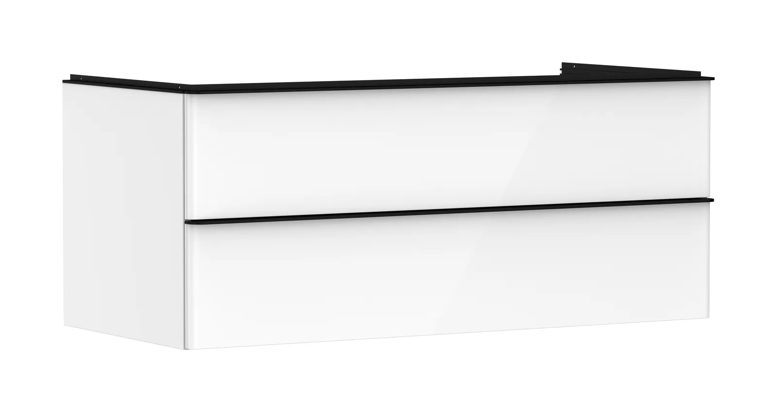 Xelu Q Vanity unit gloss white 1180/550 with 2 drawers for console countertop with central cut-out