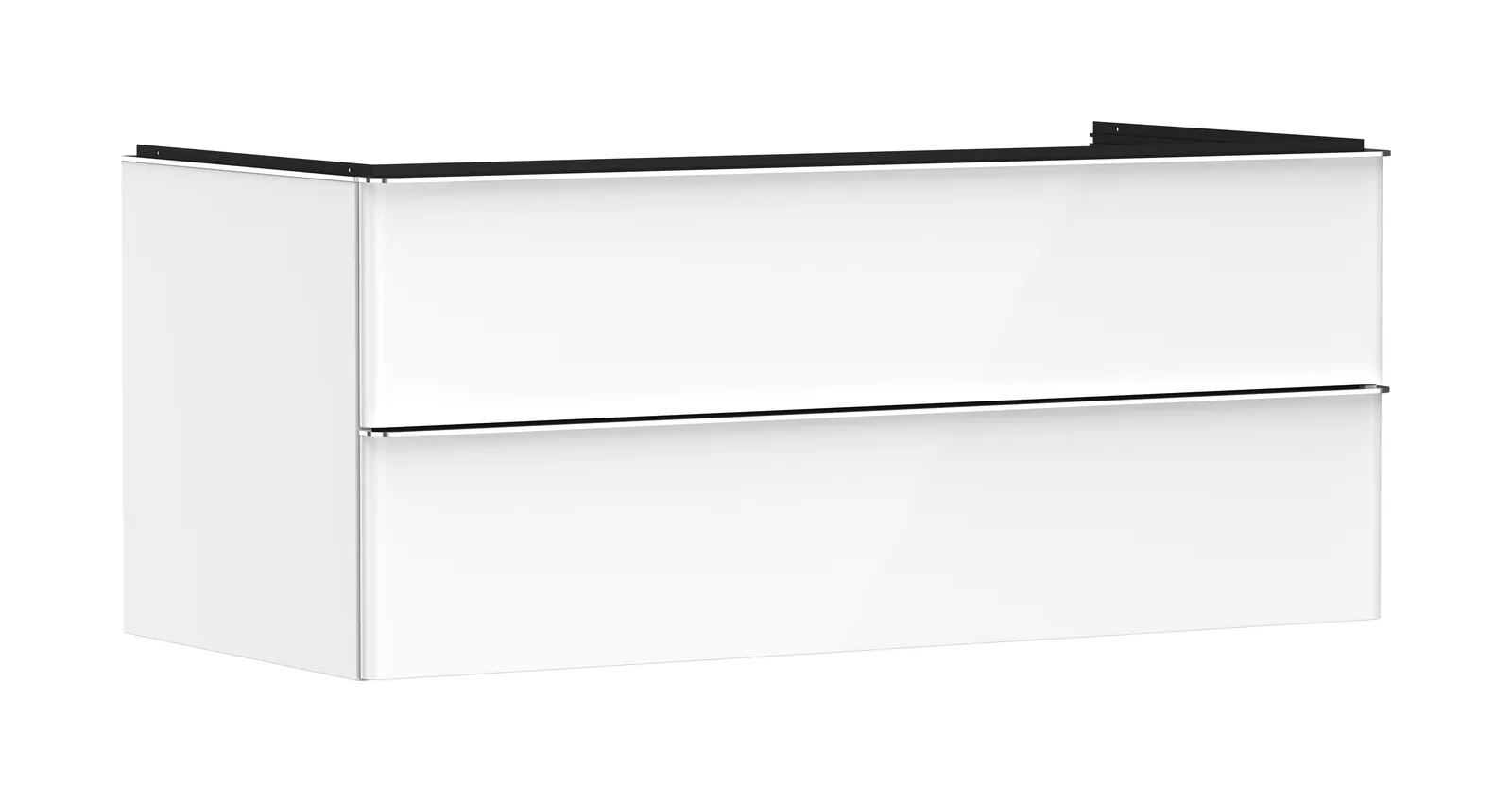 Xelu Q Vanity unit gloss white 1180/550 with 2 drawers for console countertop with central cut-out
