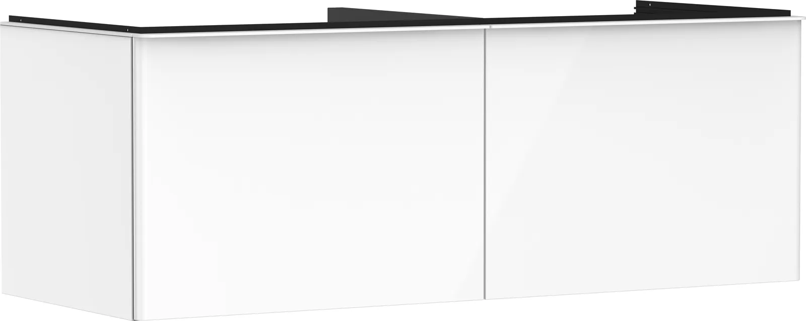 Xelu Q Lavabo tumbasi oq yaltiroq 1360/550, 2 tortmali bilan, konsol-stoleshnitsa uchun