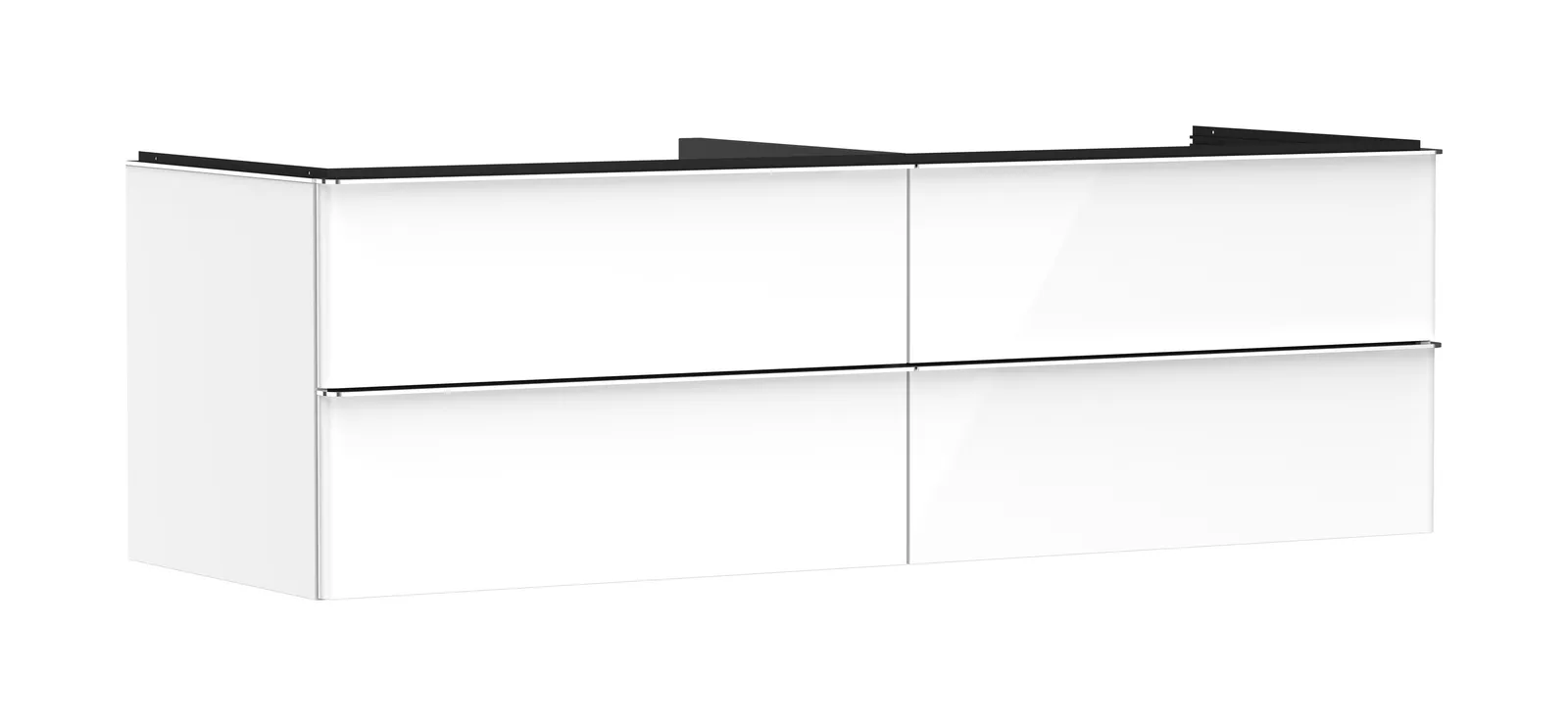 Xelu Q Lavabo tumbasi oq yaltiroq 1560/550, 4 tortmali bilan, konsol-stoleshnitsa uchun