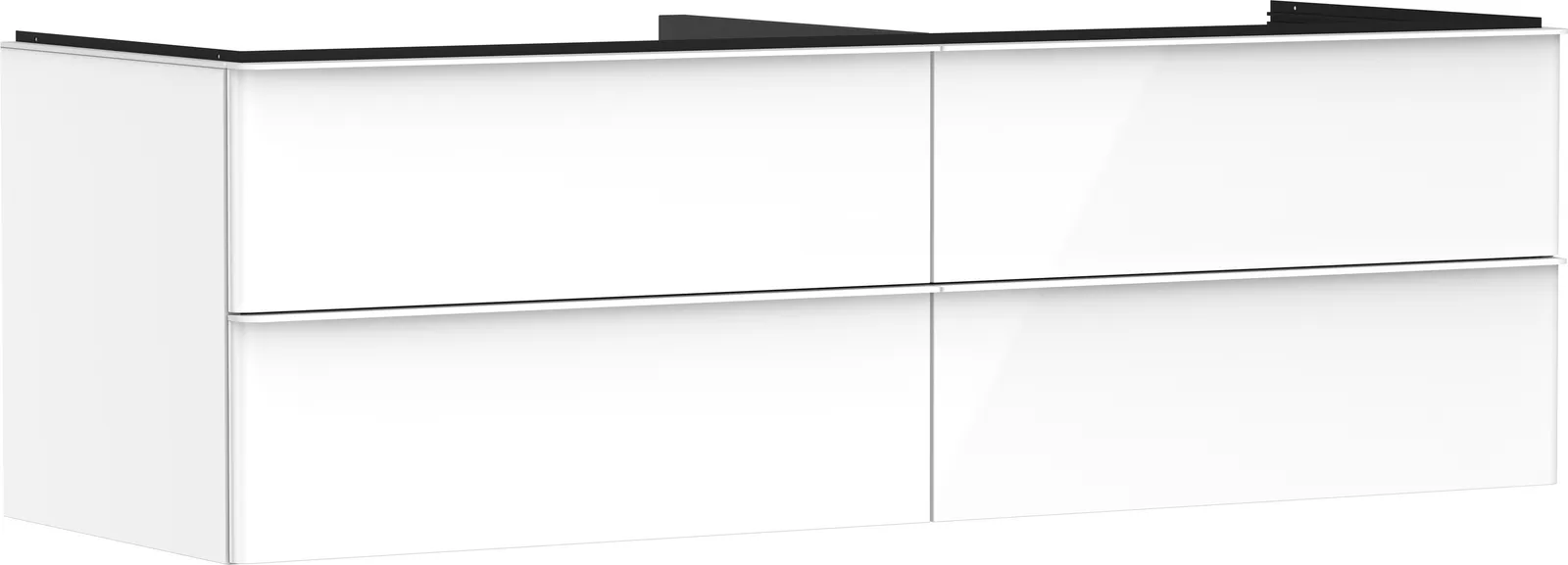 Xelu Q Lavabo tumbasi oq yaltiroq 1560/550, 4 tortmali bilan, konsol-stoleshnitsa uchun
