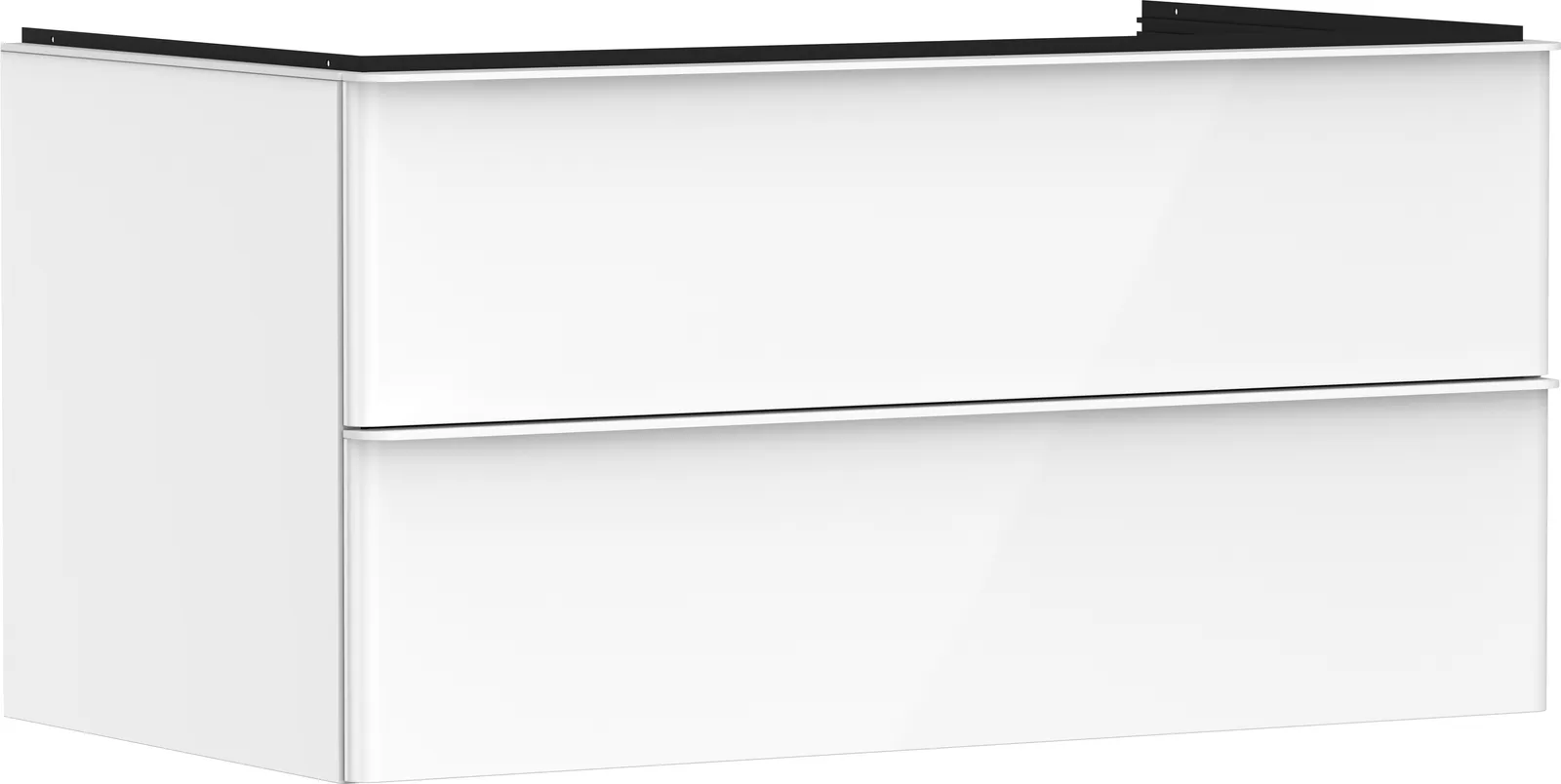 Xelu Q Vanity unit gloss white 980/550 with 2 drawers for console countertop with central cut-out