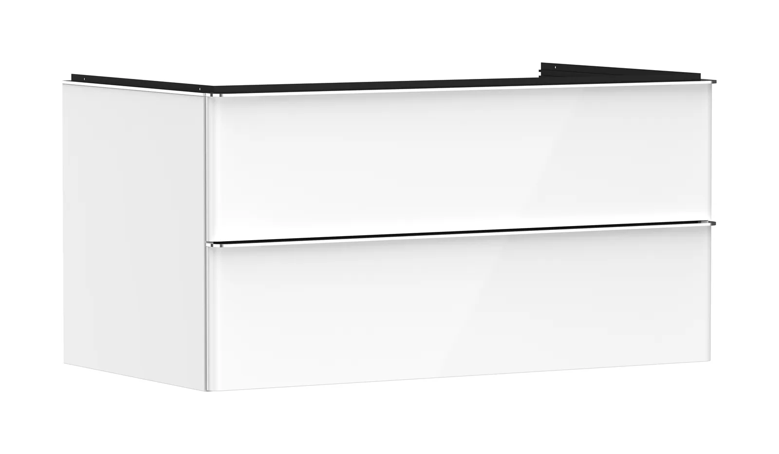 Xelu Q Vanity unit gloss white 980/550 with 2 drawers for console countertop with central cut-out