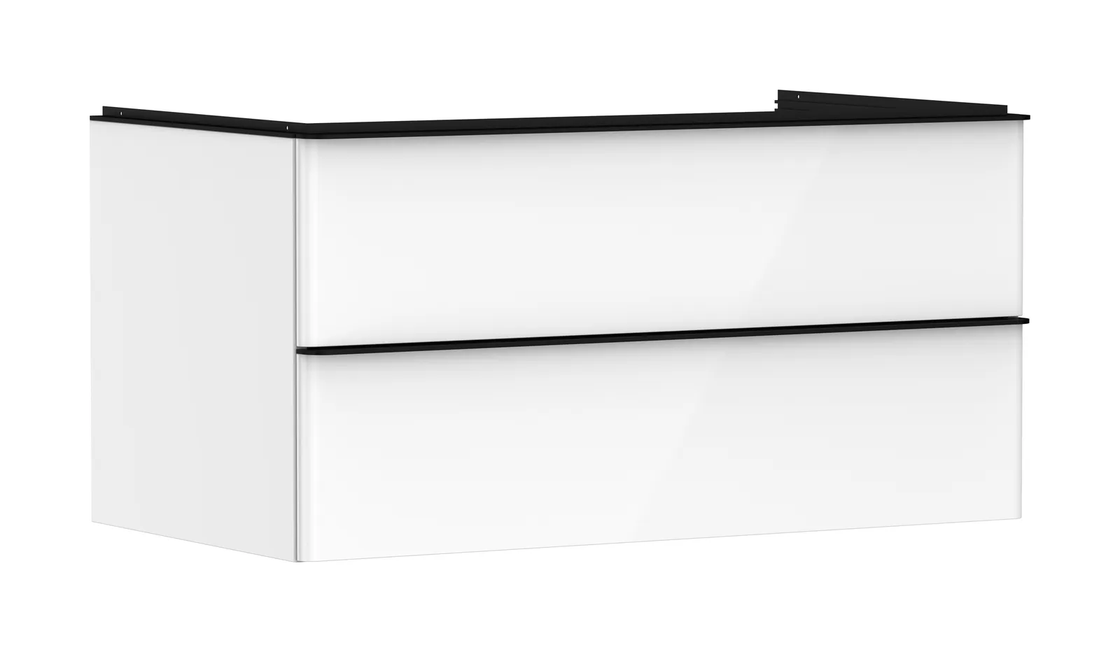 Xelu Q Vanity unit gloss white 980/550 with 2 drawers for console countertop with central cut-out