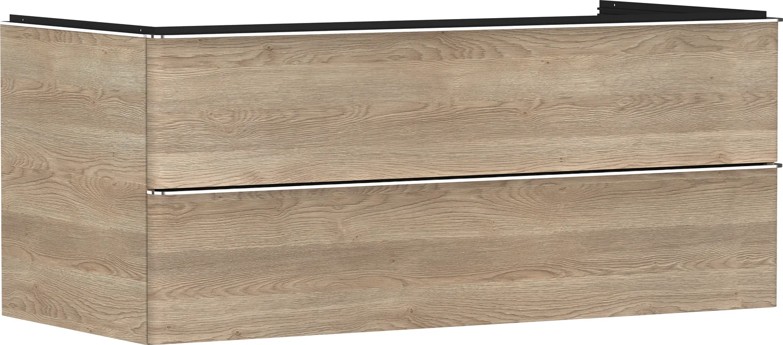 Xelu Q Vanity unit natural oak 1180/550 with 2 drawers for console countertop with central cut-out