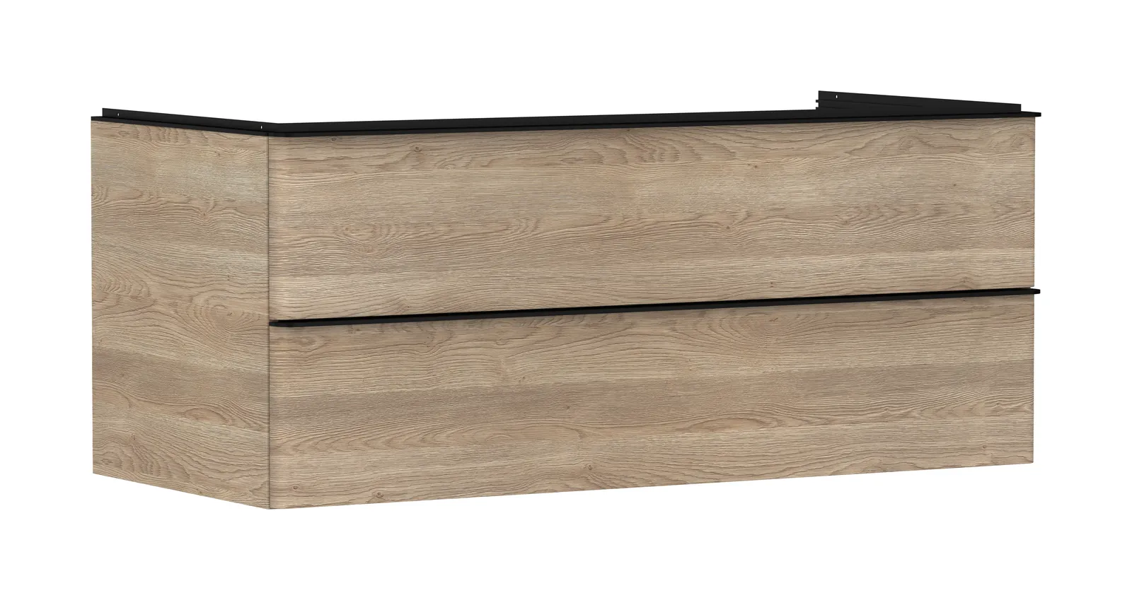 Xelu Q Vanity unit natural oak 1180/550 with 2 drawers for console countertop with central cut-out