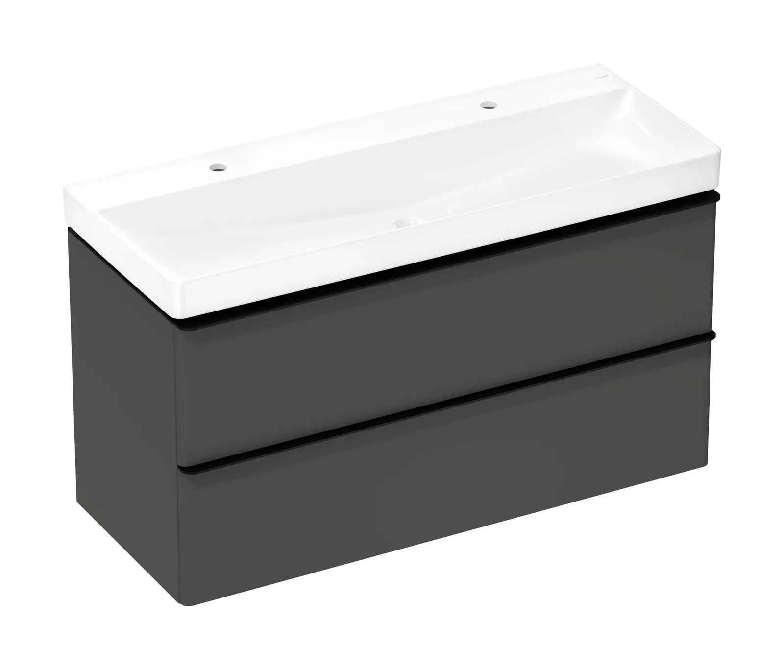 Xelu Q Lavabo tumbasi toʻplami Diamond mat kulrang 1180/475, 2 tortmali bilan, lavabo bilan