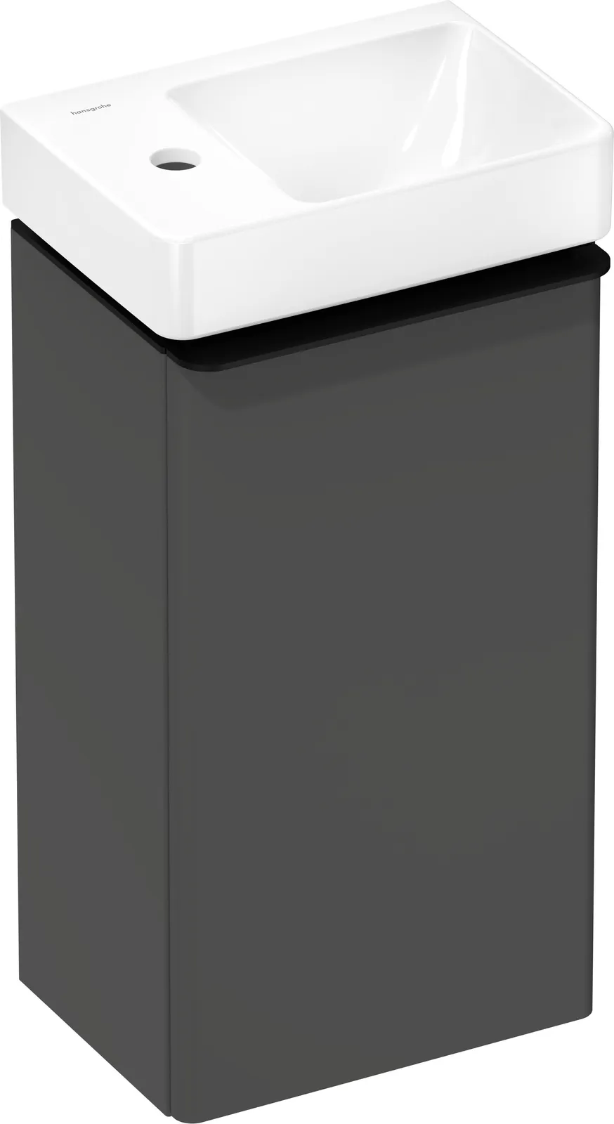 Xelu Q Furniture set with vanity unit matt grey Diamond 340/245 hinges on the left with hand basin, shelf on the left