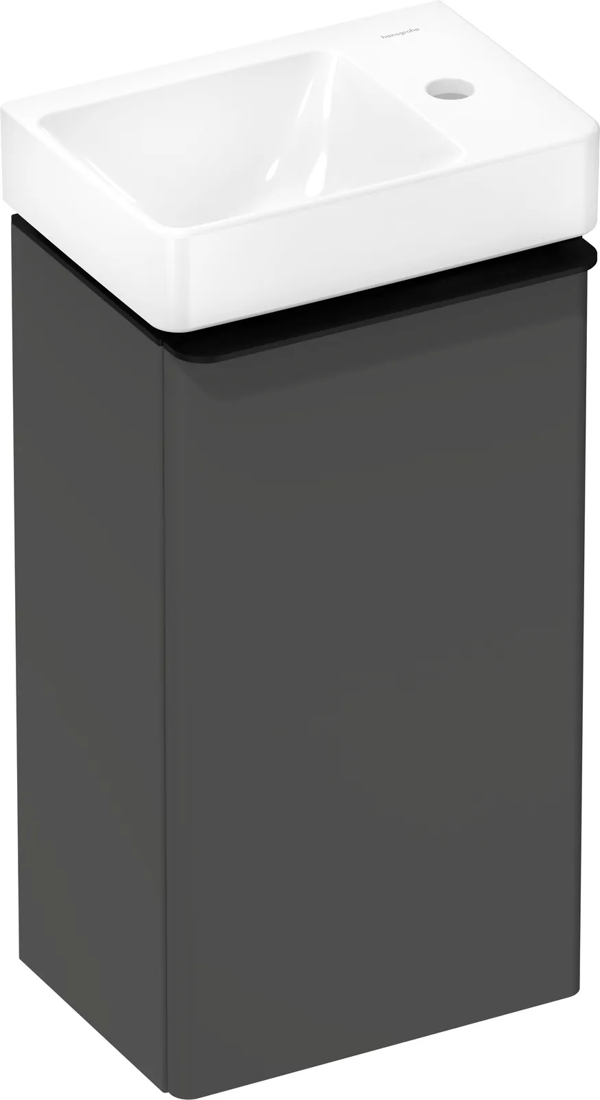 Xelu Q Furniture set with vanity unit matt grey Diamond 340/245 hinges on the right with hand basin, shelf on the right