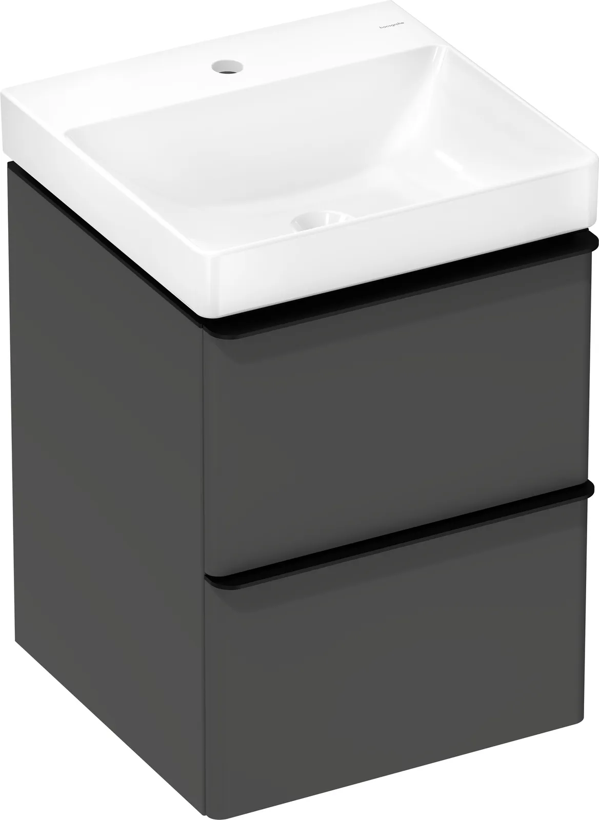 Xelu Q Lavabo tumbasi toʻplami Diamond mat kulrang 480/475, 2 tortmali bilan, qoʻl yuvish lavabosi bilan