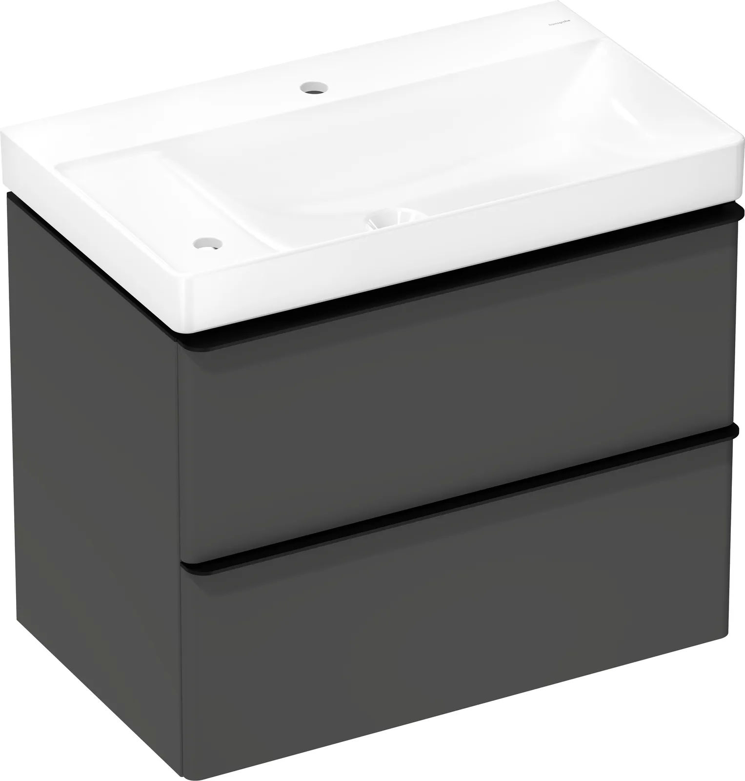 Xelu Q Lavabo tumbasi toʻplami Diamond mat kulrang 780/475, 2 tortmali bilan, lavabo bilan, chap tokcha