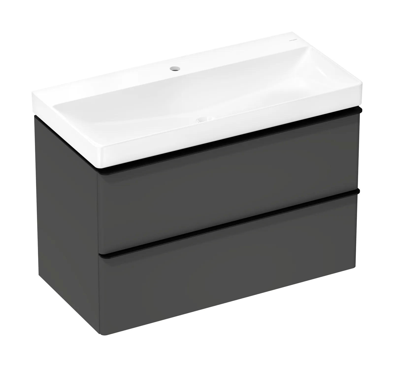Xelu Q Lavabo tumbasi toʻplami Diamond mat kulrang 980/475, 2 tortmali bilan, lavabo bilan