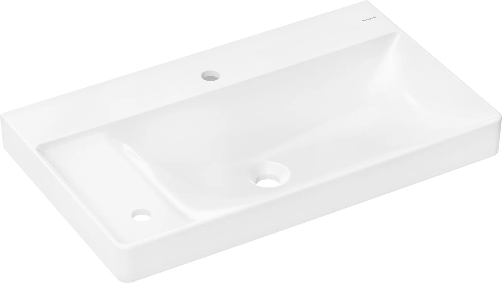 Xelu Q Lavabo, chap tokcha 800/480 bilan, 2 joʻmrak teshiklari bilan, toshish teshigisiz