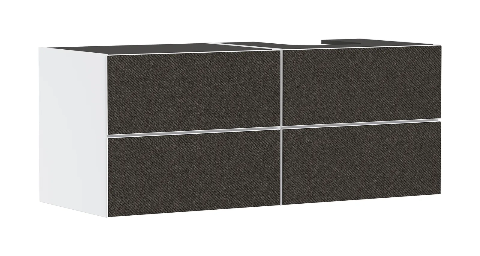 Xevolos E Lavabo tumbasi mat oq 1370/550, 4 tortmali bilan, konsol-stoleshnitsa uchun, oʻngda oʻyiq bilan