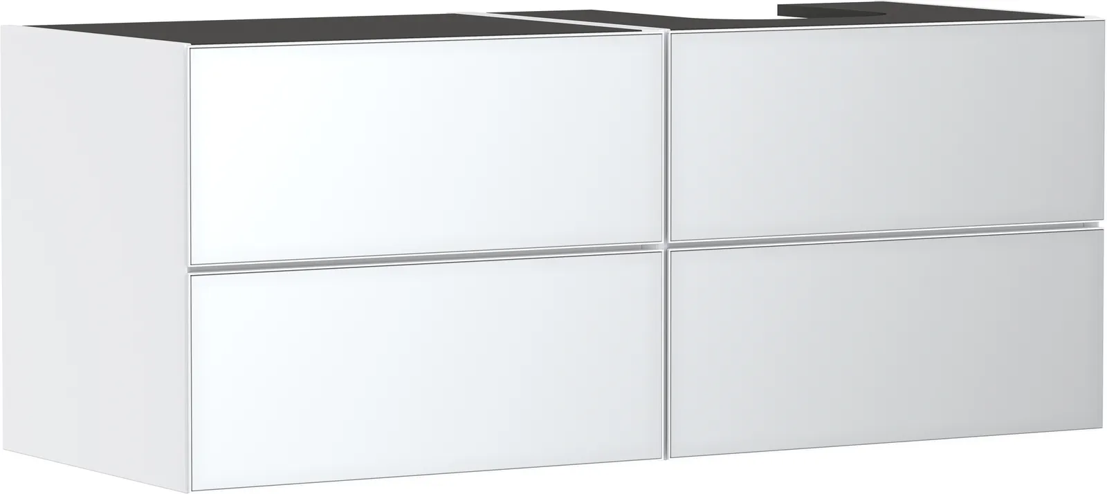 Xevolos E Lavabo tumbasi mat oq 1370/550, 4 tortmali bilan, konsol-stoleshnitsa uchun, oʻngda oʻyiq bilan