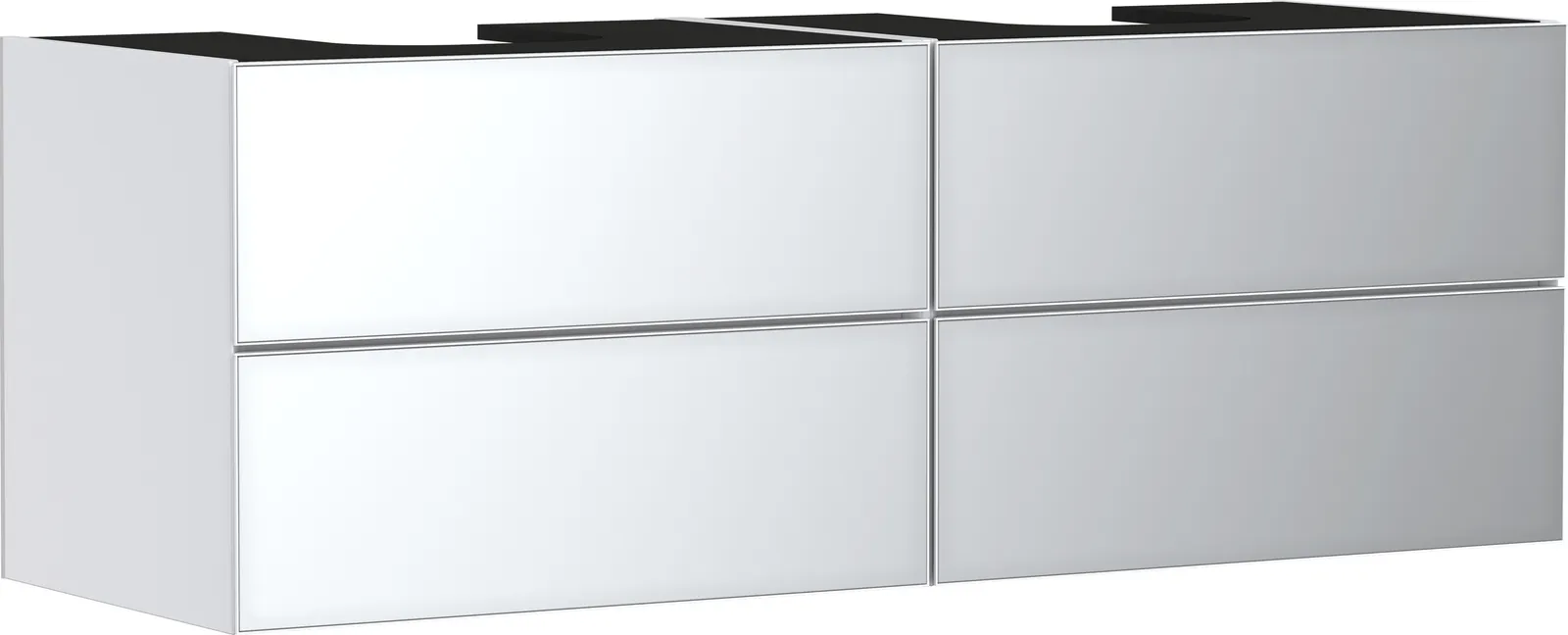 Xevolos E Vanity unit matt white 1570/550 with 4 drawers for console countertop with 2 cut-outs