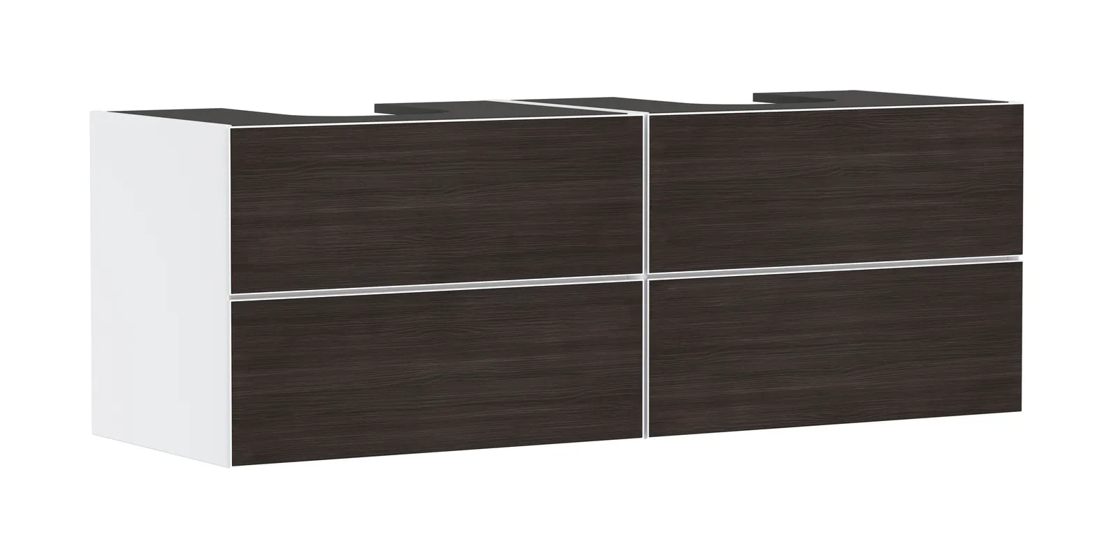 Xevolos E Vanity unit matt white 1570/550 with 4 drawers for console countertop with 2 cut-outs