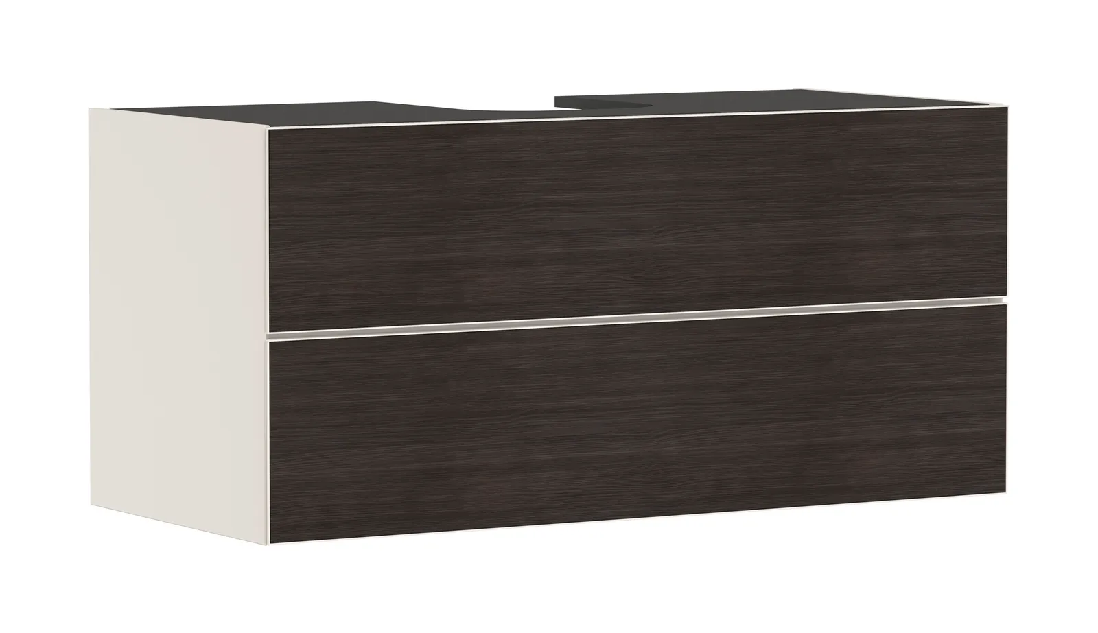 Xevolos E Vanity unit matt sand beige 1180/550 with 2 drawers for console countertop with centre cut-out