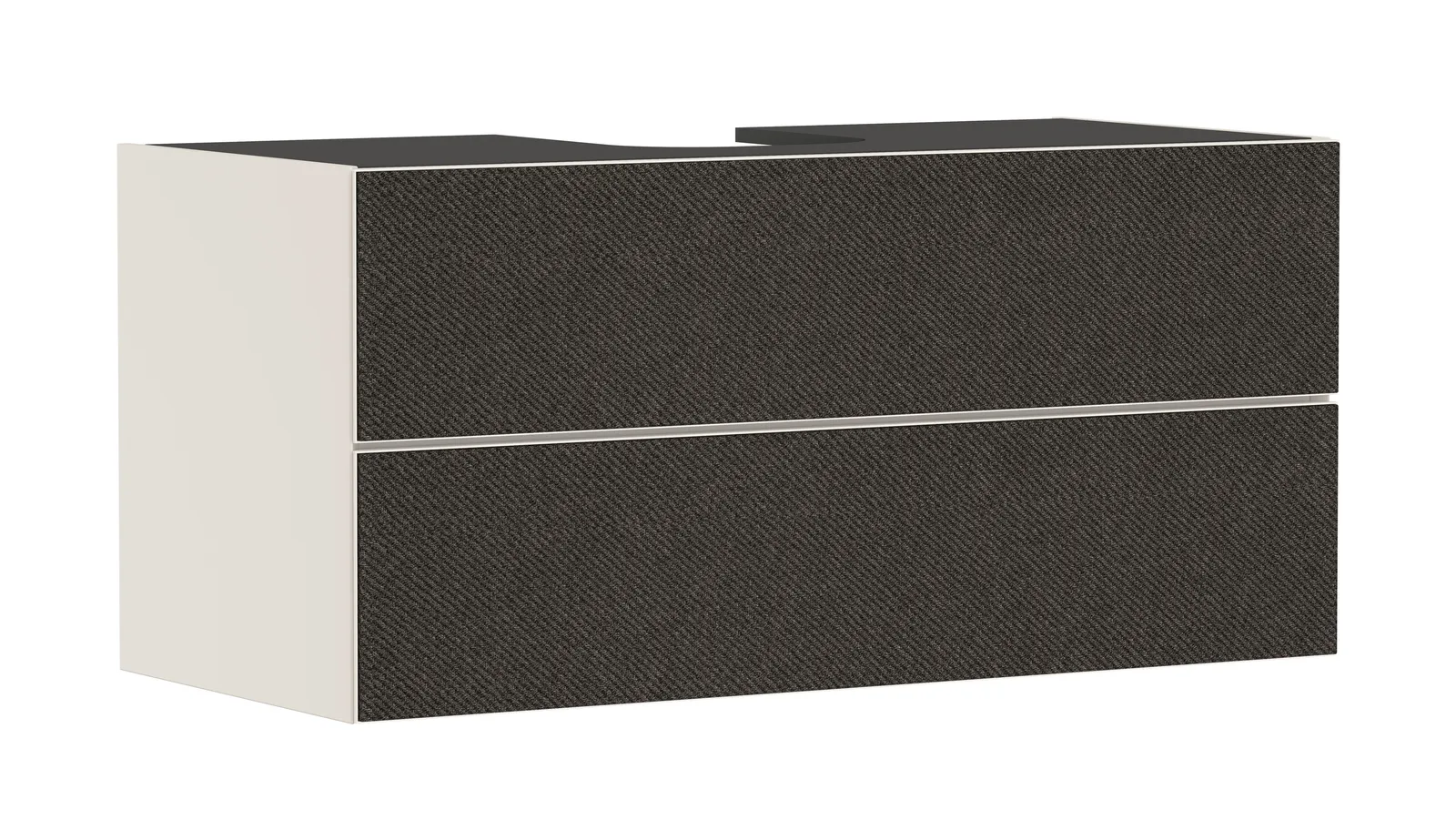 Xevolos E Vanity unit matt sand beige 1180/550 with 2 drawers for console countertop with centre cut-out